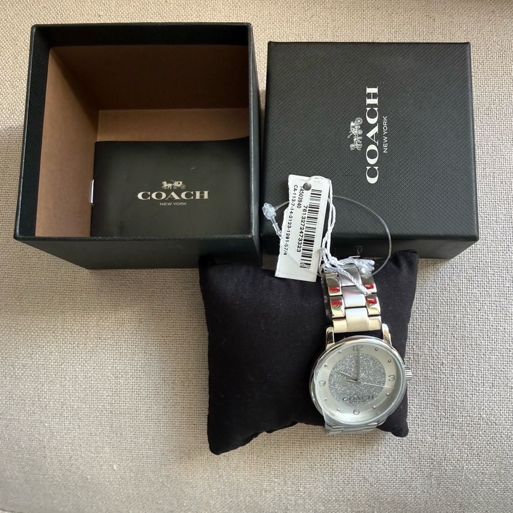 Coach Silver and White Watch with Glitter Dial - Picture 2 of 2